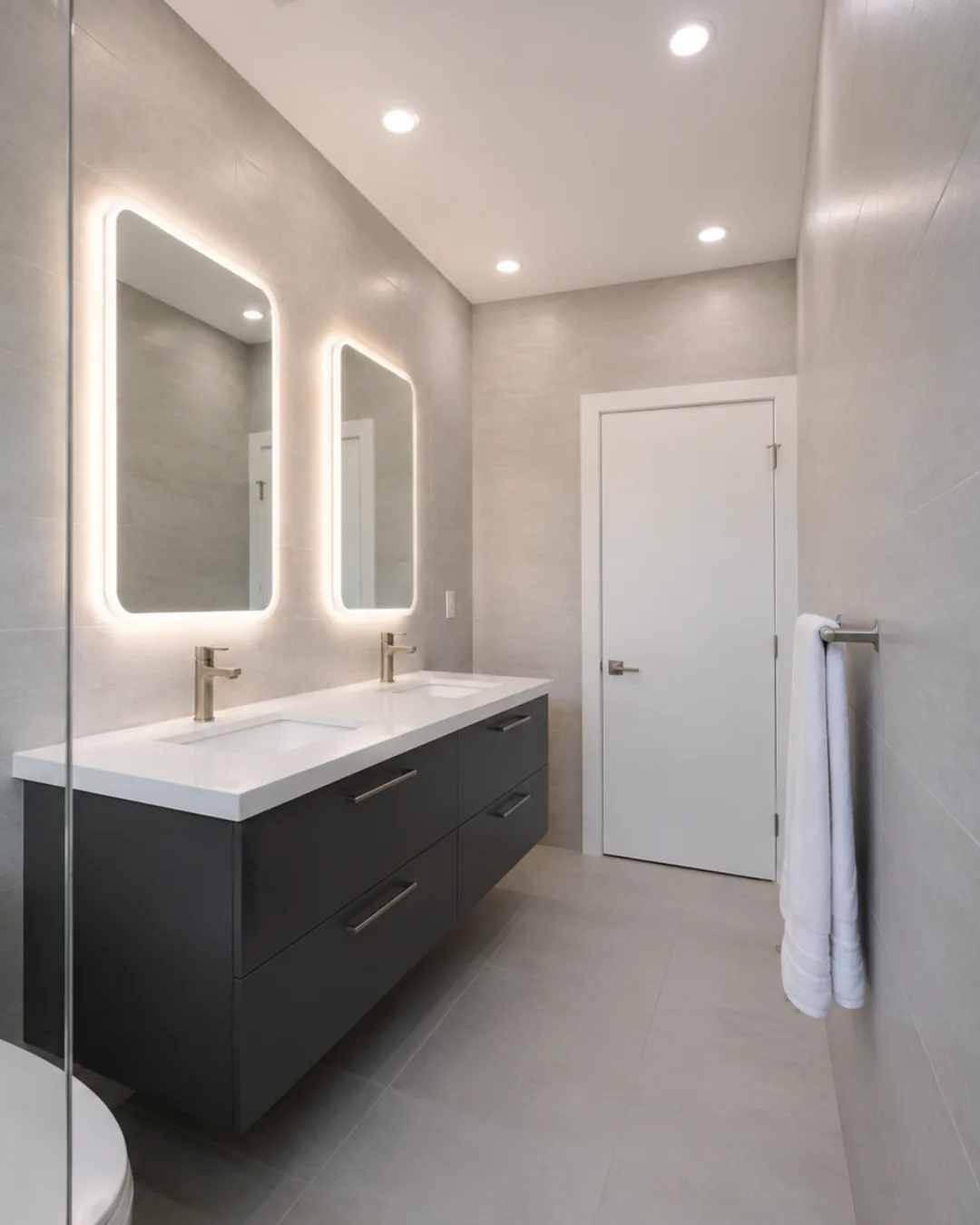 Modern remodeled guest bathroom