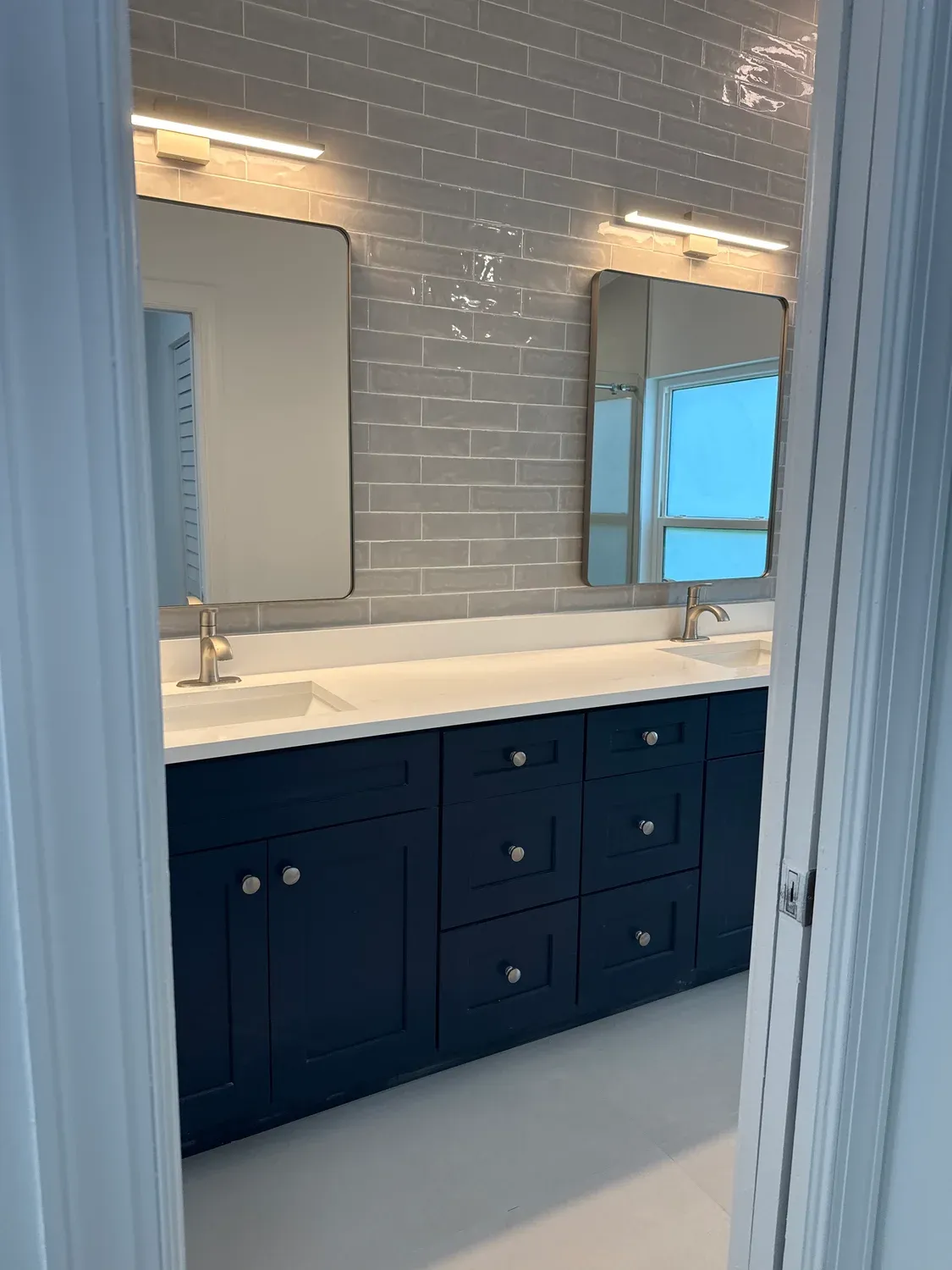 Navy Blue Double Vanity Bath