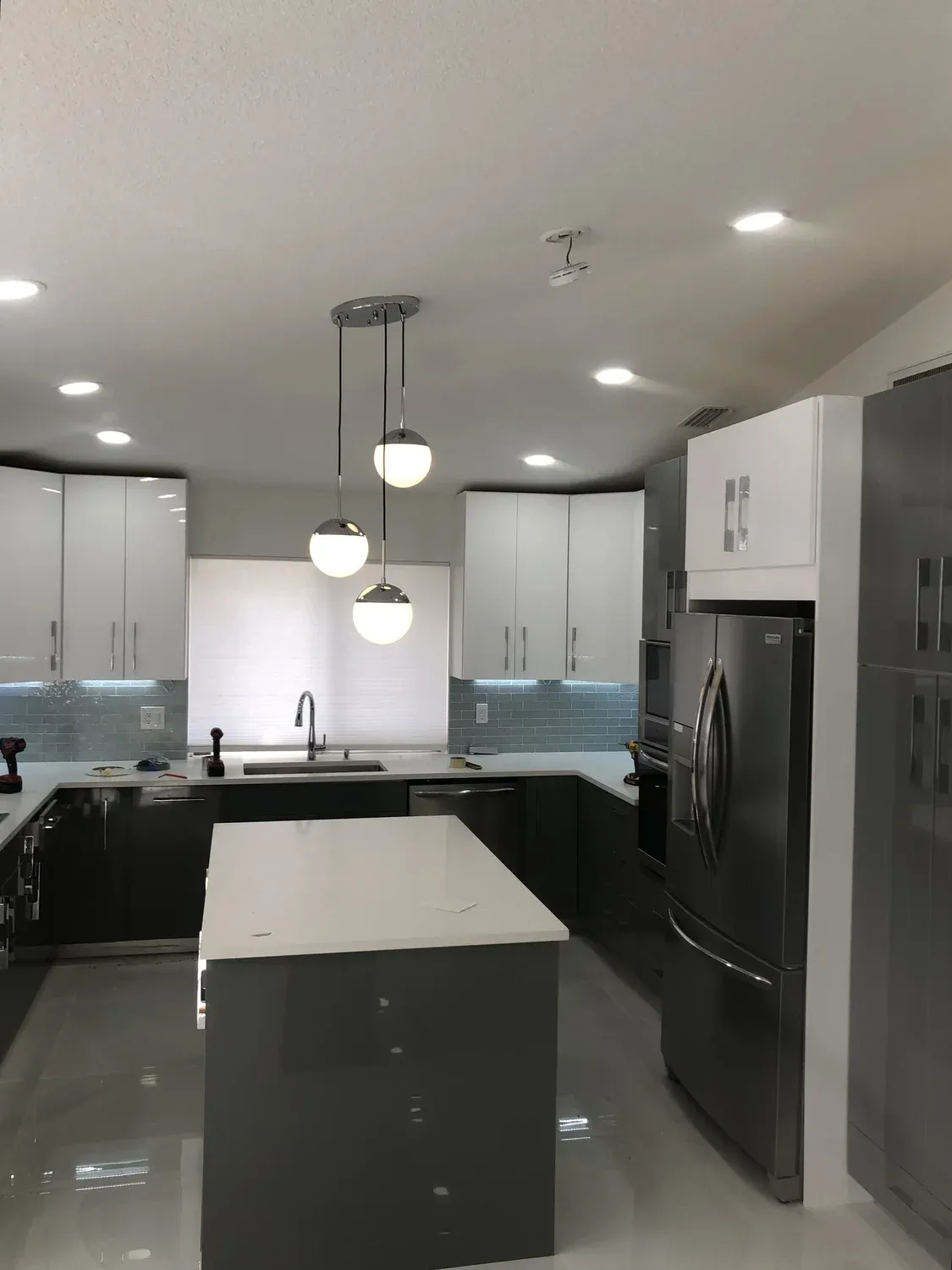 Gray Cabinet Kitchen Installation