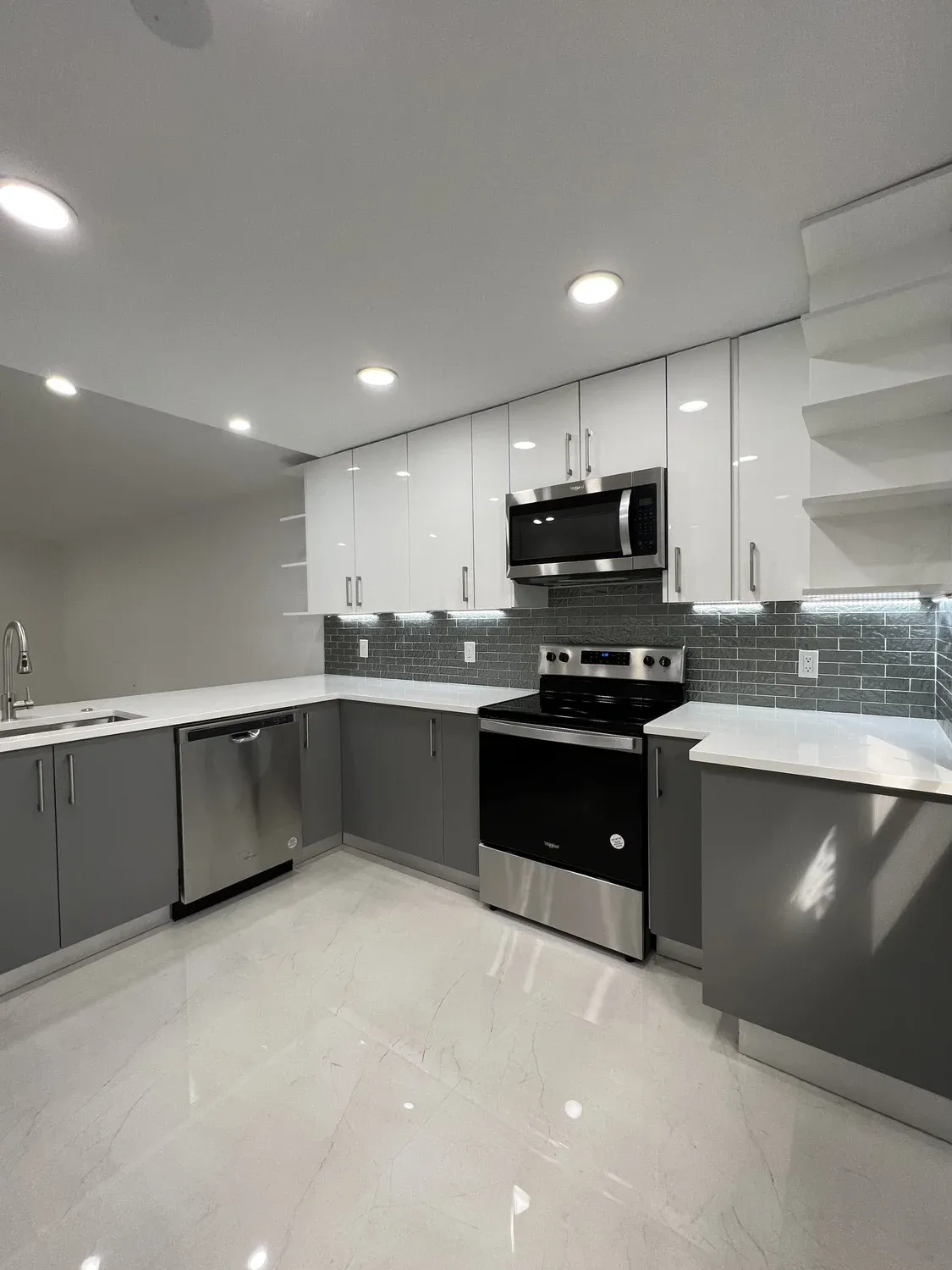 Gray & White Subway Tile Kitchen