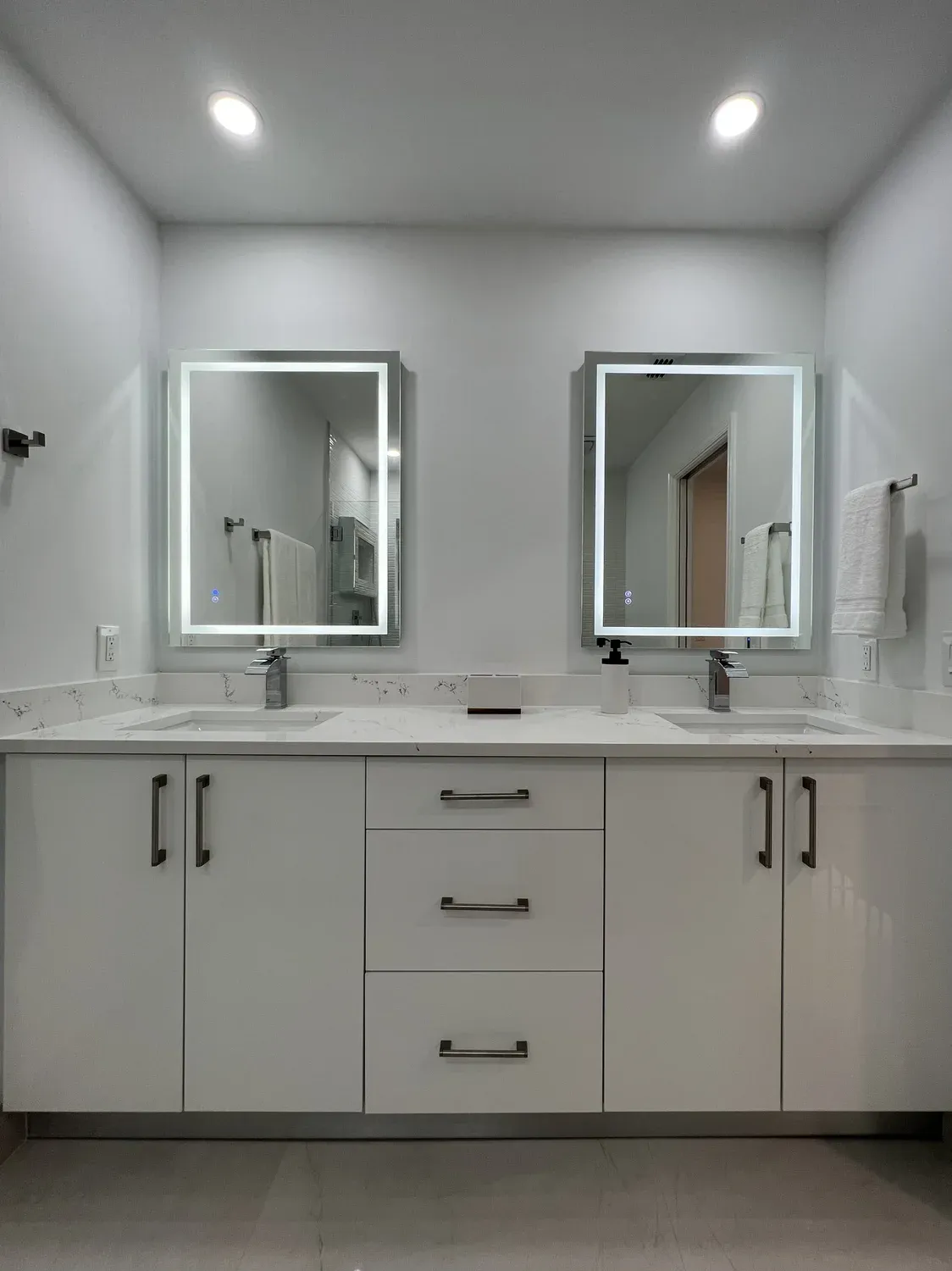 Double Vanity with Backlit Mirrors