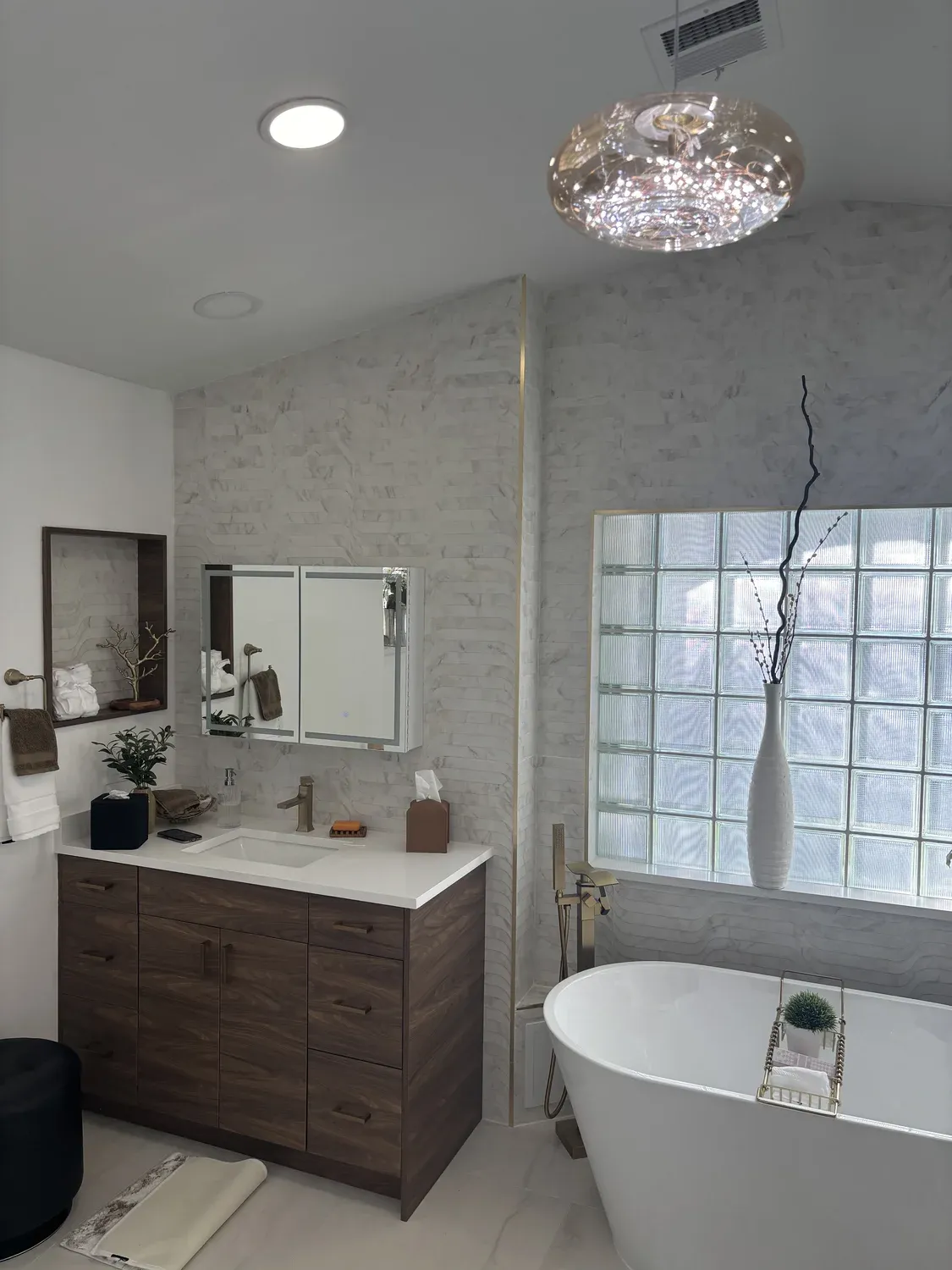Spa Bathroom with Glass Block Window