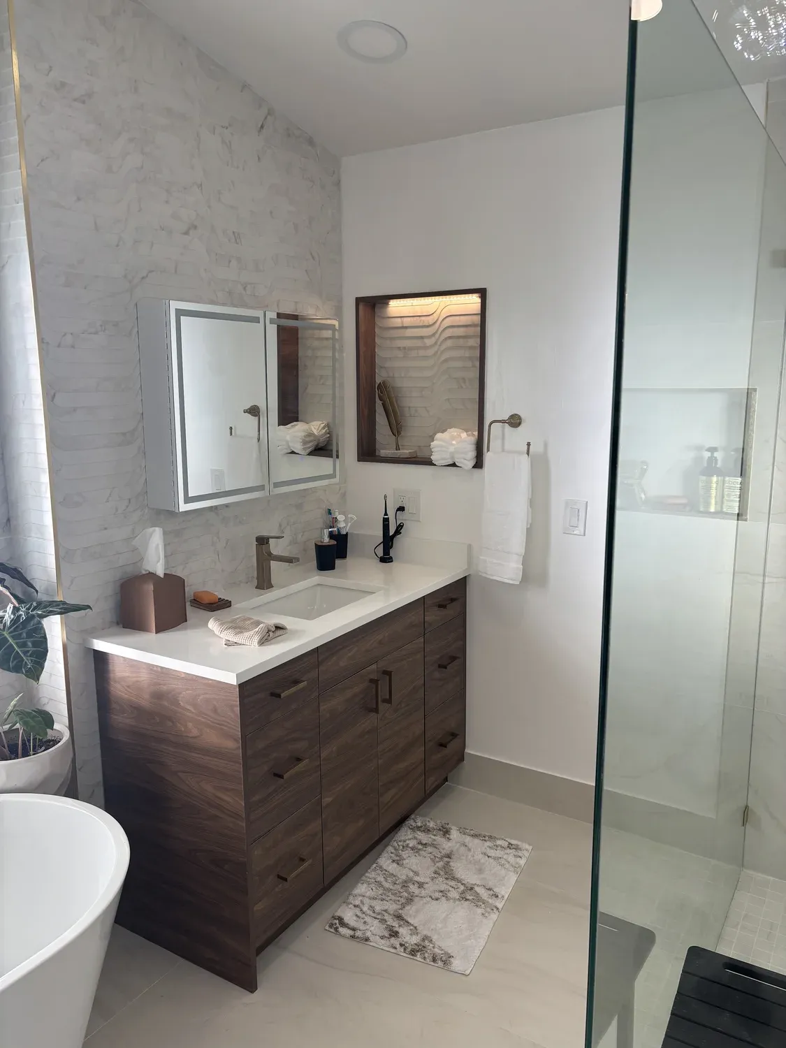 Walnut Double Vanity Detail